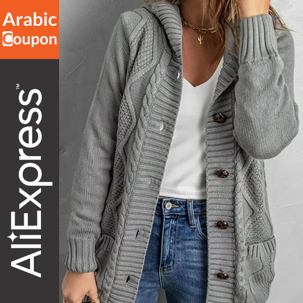 Grey wool cardigan - Winter collection from Aliexpress