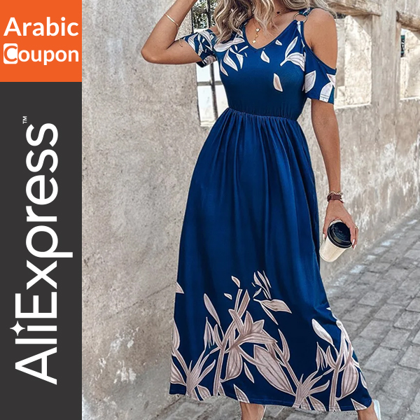 Blue floral maxi dress from Aliexpress